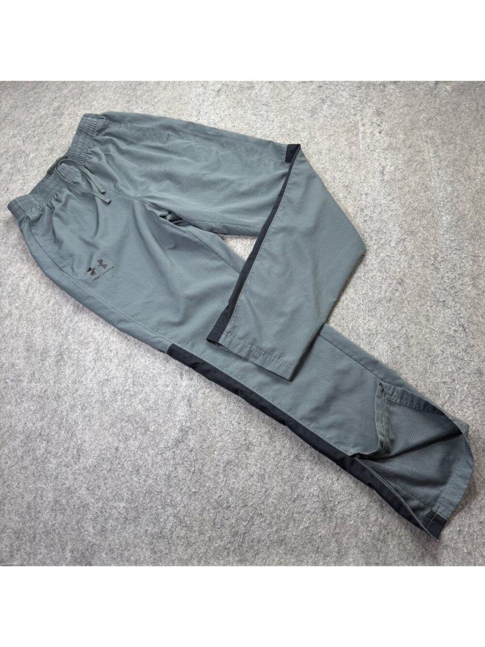 Under Armour Windbreaker Track Pants Men M Gray 32" Ankle Zip Vital Ripstop 189